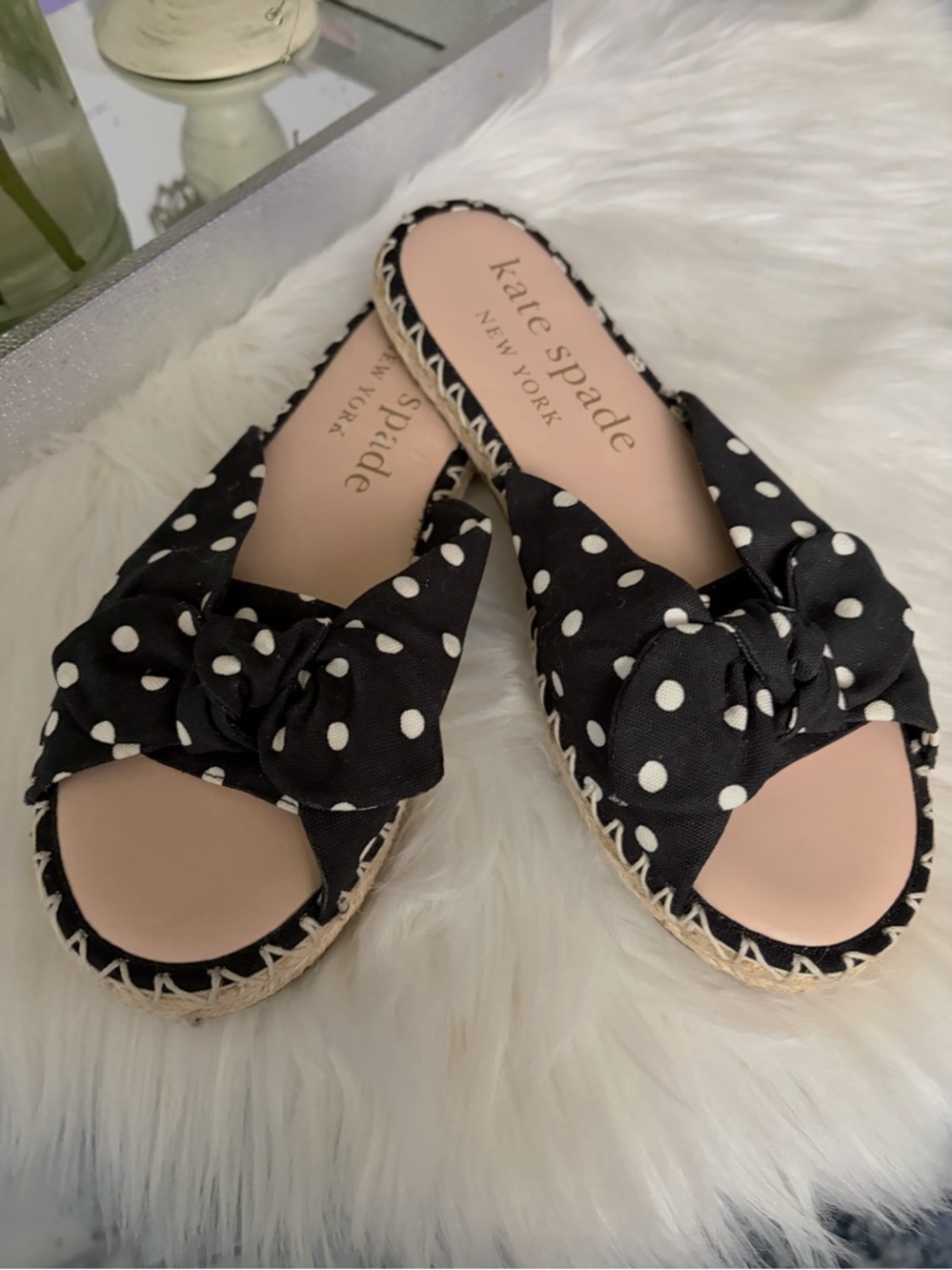 kate spade Black & White Polka Dot Knot Espadrille